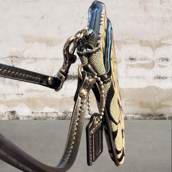 Coach Signature Canvas Wristlet in Black & Gray - Picture 5 of 7